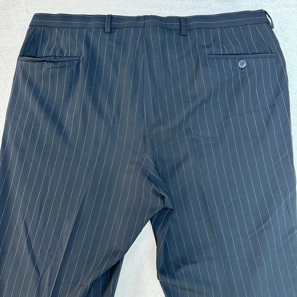 Gucci Men's Pinstripe Double Breasted Suit Black Wool Blend Jacket Pants 52R